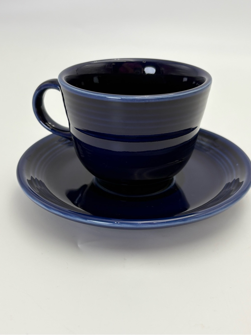 Fiesta by Homer Laughlin Navy Blue Ceramic Teacup and Saucer